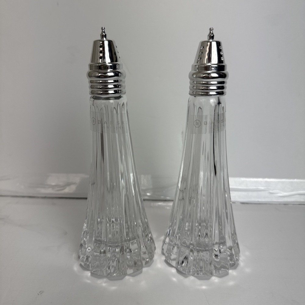 Barski Crystal Salt And Pepper Shakers  7.5"- NEW WITHOUT BOX